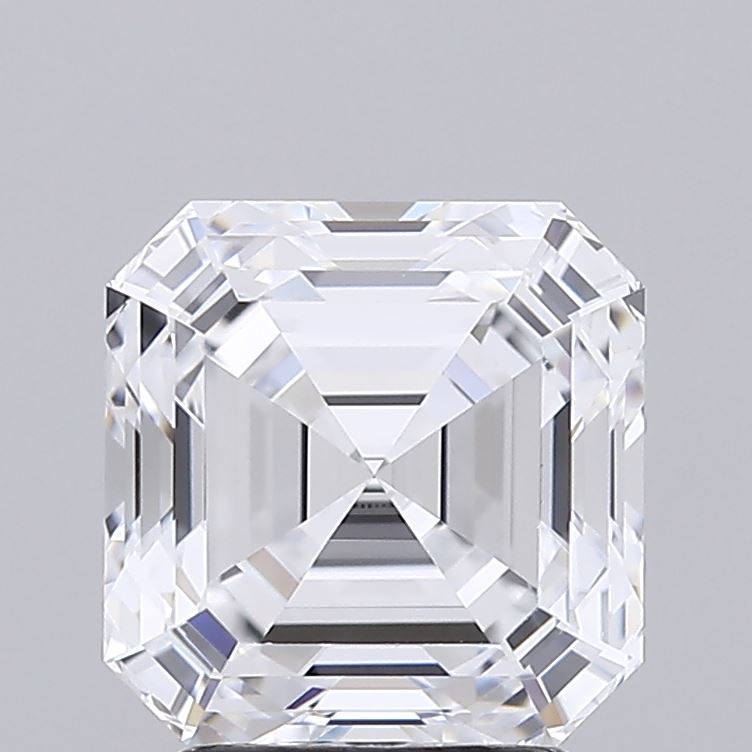 3.01 Carat Asscher Lab Diamond with  Cut Diamond in 14KT  view 1
