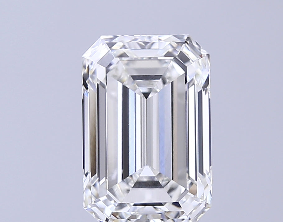 4.06 Carat Emerald Lab Diamond with  Cut Diamond in 14KT  view 1
