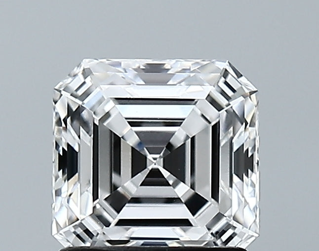1.38 Carat Asscher Lab Diamond with  Cut Diamond in 14KT  view 1
