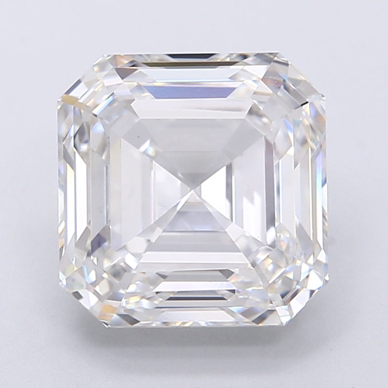 5.52 Carat Asscher Lab Diamond with  Cut Diamond in 14KT  view 1
