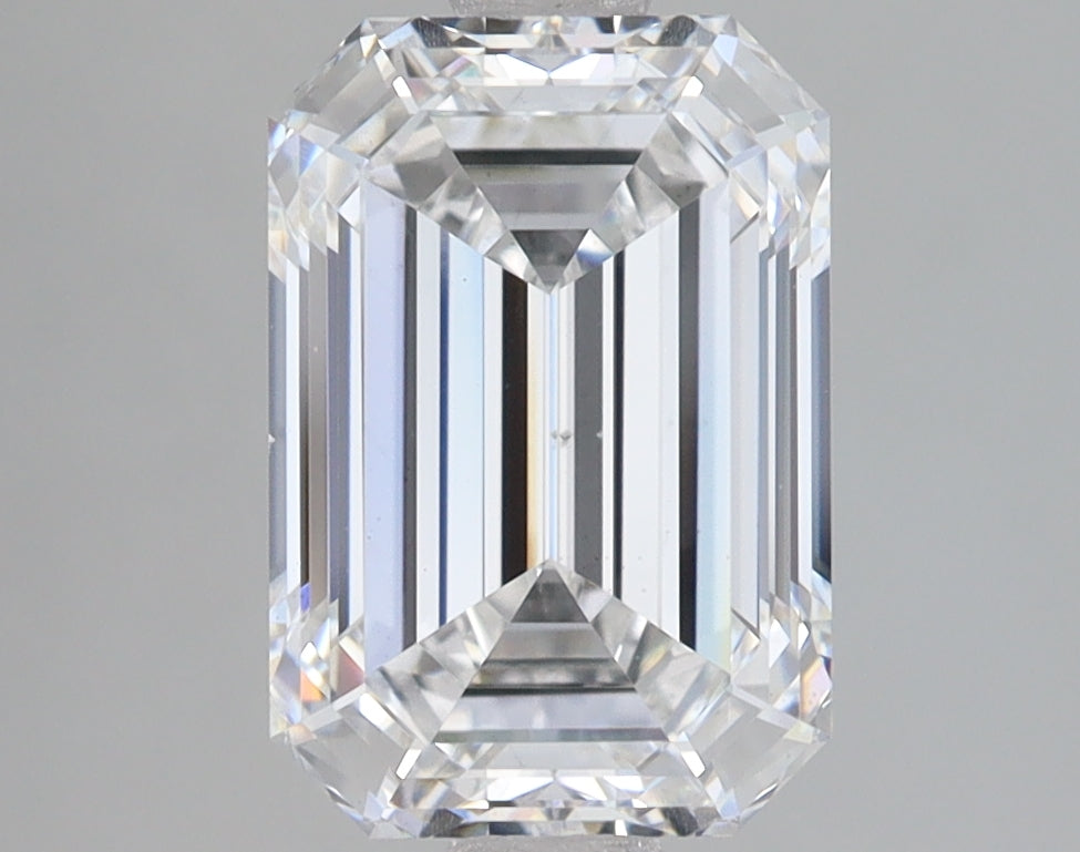 2.77 Carat Emerald Lab Diamond with  Cut Diamond in 14KT  view 1
