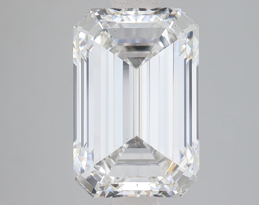 3.71 Carat Emerald Lab Diamond with  Cut Diamond in 14KT  view 1
