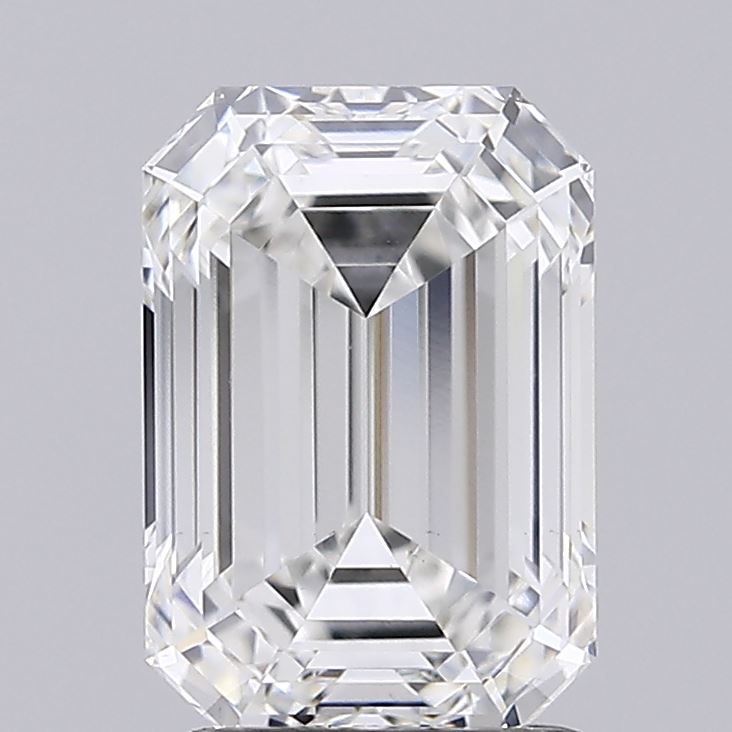 3.47 Carat Emerald Lab Diamond with  Cut Diamond in 14KT  view 1
