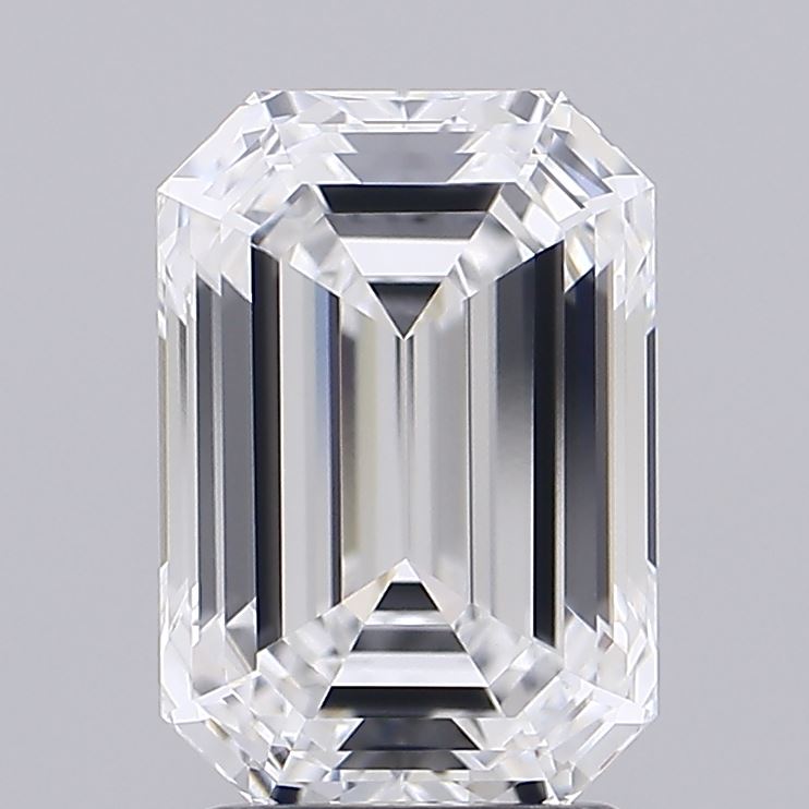 3.0 Carat Emerald Lab Diamond with  Cut Diamond in 14KT  view 1
