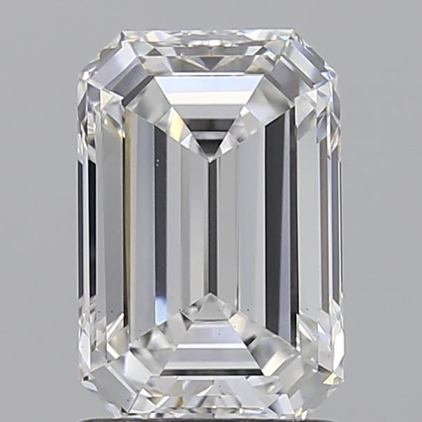 1.5 Carat Emerald Lab Diamond with  Cut Diamond in 14KT  view 1
