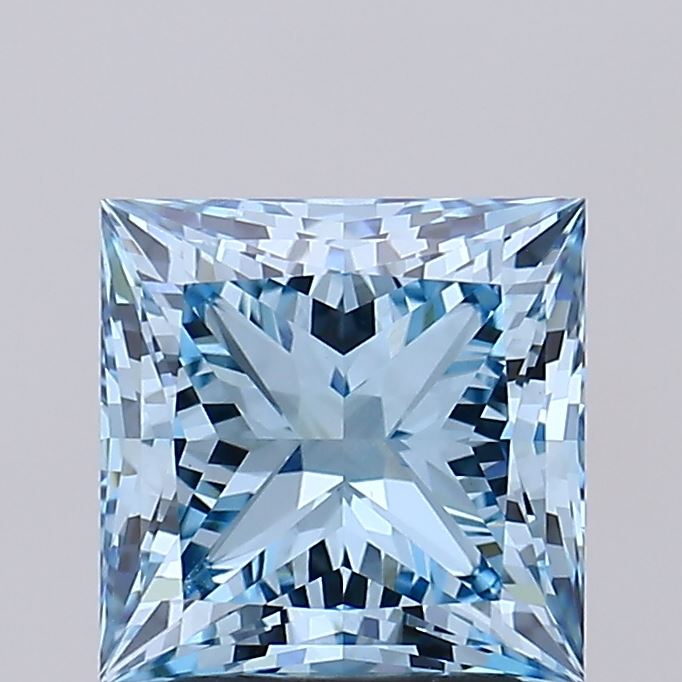 2.77 Carat Princess Lab Diamond with  Cut Diamond in 14KT  view 1
