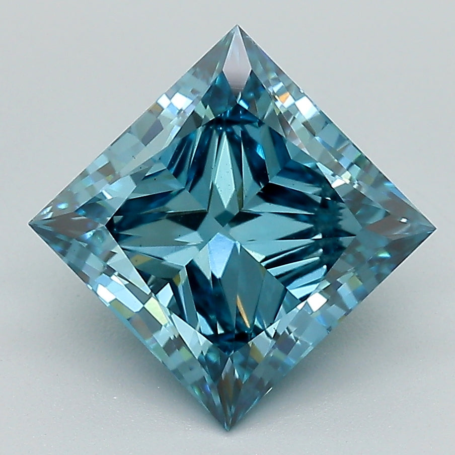 3.34 Carat Princess Lab Diamond with  Cut Diamond in 14KT  view 1
