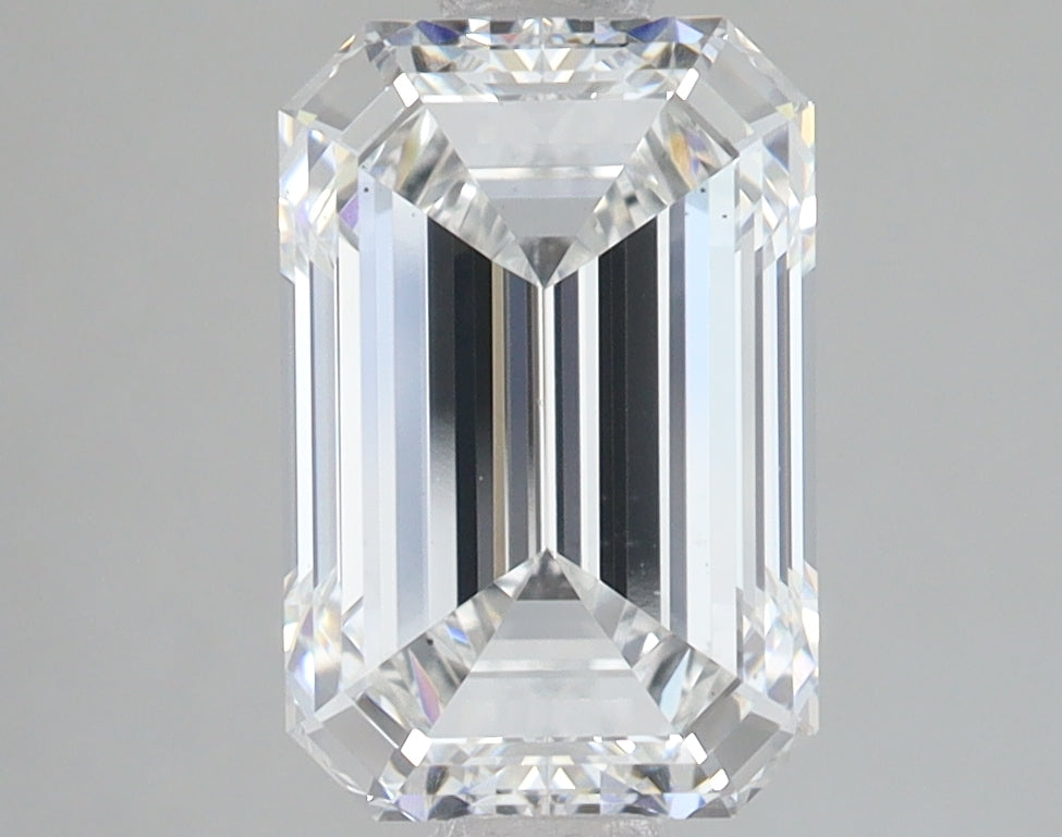 3.0 Carat Emerald Lab Diamond with  Cut Diamond in 14KT  view 1
