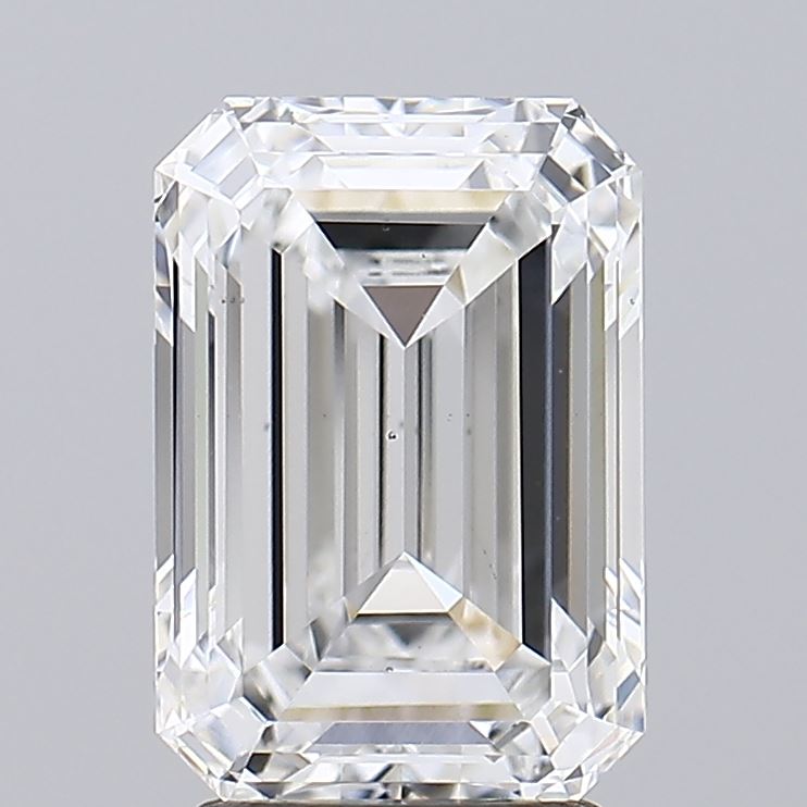 2.91 Carat Emerald Lab Diamond with  Cut Diamond in 14KT  view 1
