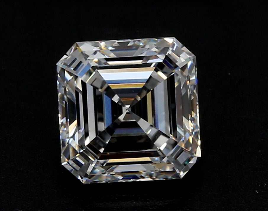 3.08 Carat Asscher Lab Diamond with  Cut Diamond in 14KT  view 1
