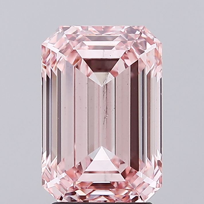 3.01 Carat Emerald Lab Diamond with  Cut Diamond in 14KT  view 1

