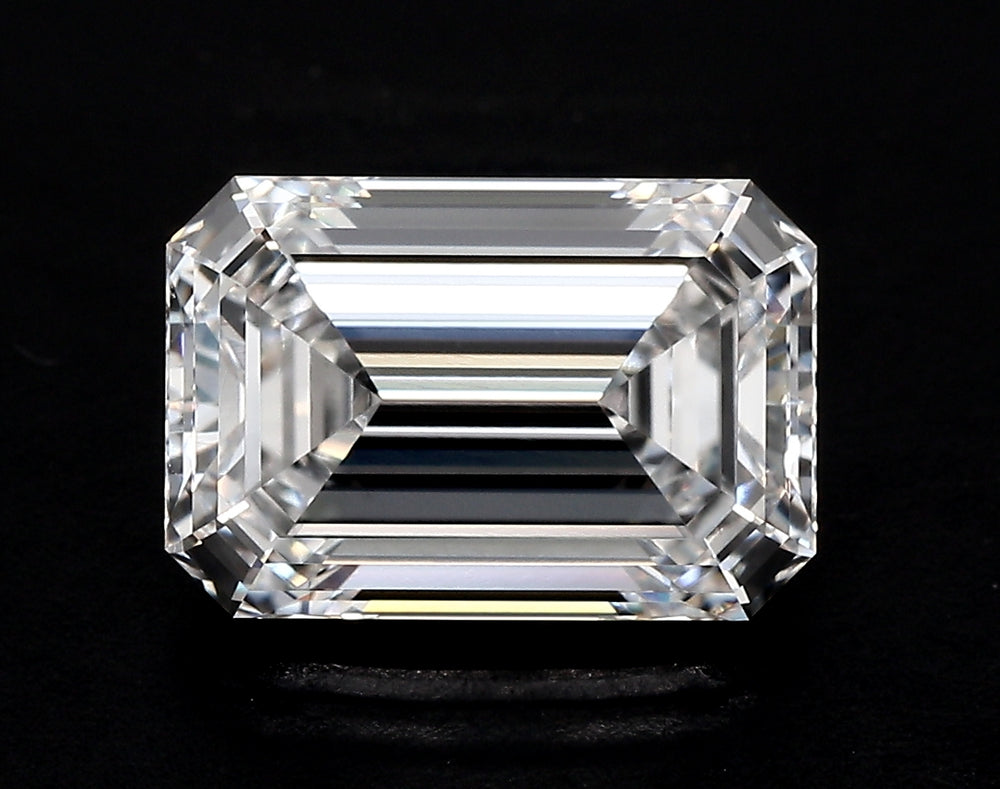 4.01 Carat Emerald Lab Diamond with  Cut Diamond in 14KT  view 1
