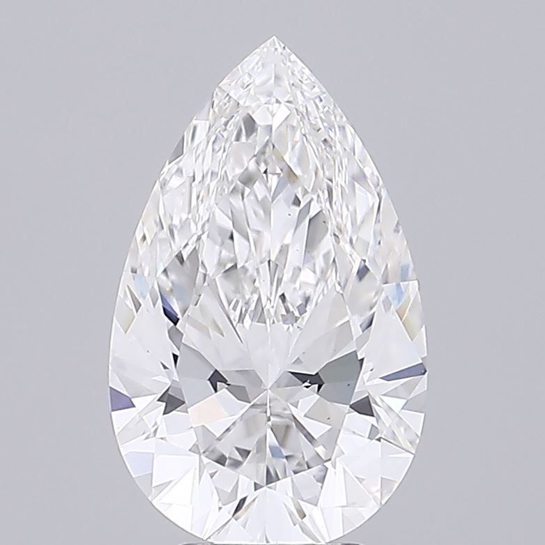3.01 Carat Pear Lab Diamond with  Cut Diamond in 14KT  view 1
