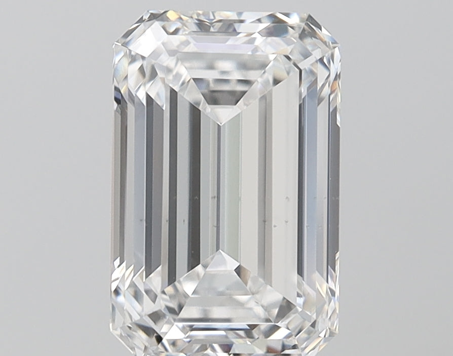 3.0 Carat Emerald Lab Diamond with  Cut Diamond in 14KT  view 1

