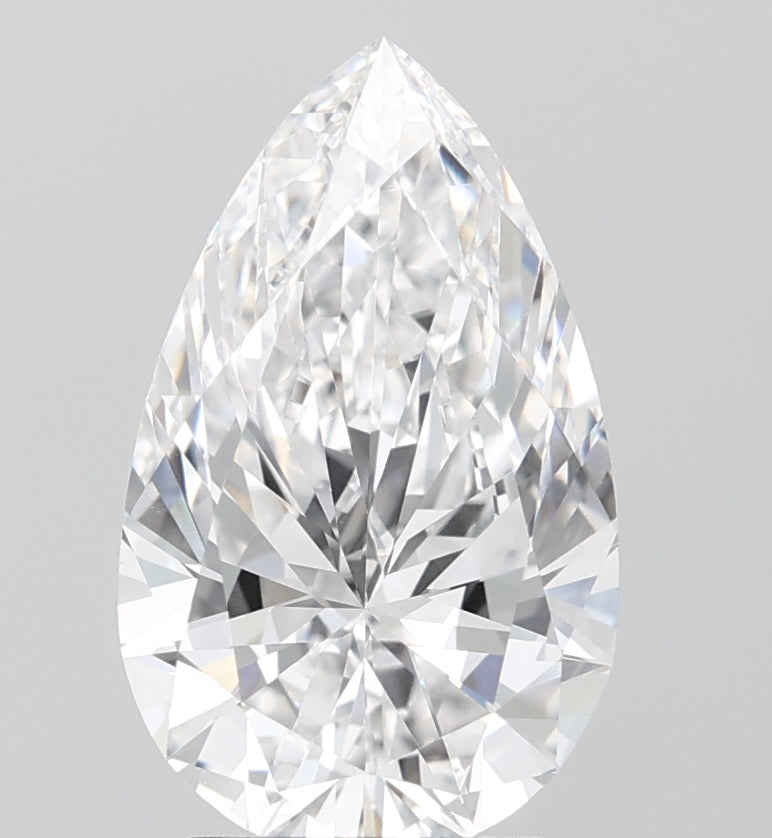 2.93 Carat Pear Lab Diamond with  Cut Diamond in 14KT  view 1
