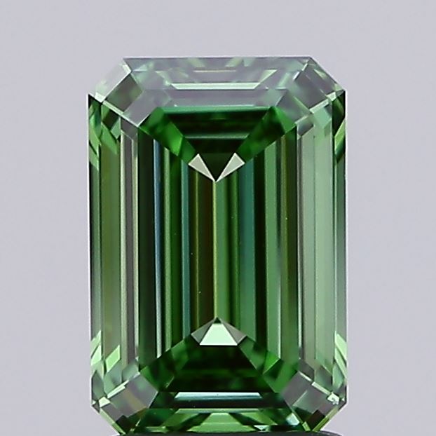 1.53 Carat Emerald Lab Diamond with  Cut Diamond in 14KT  view 1
