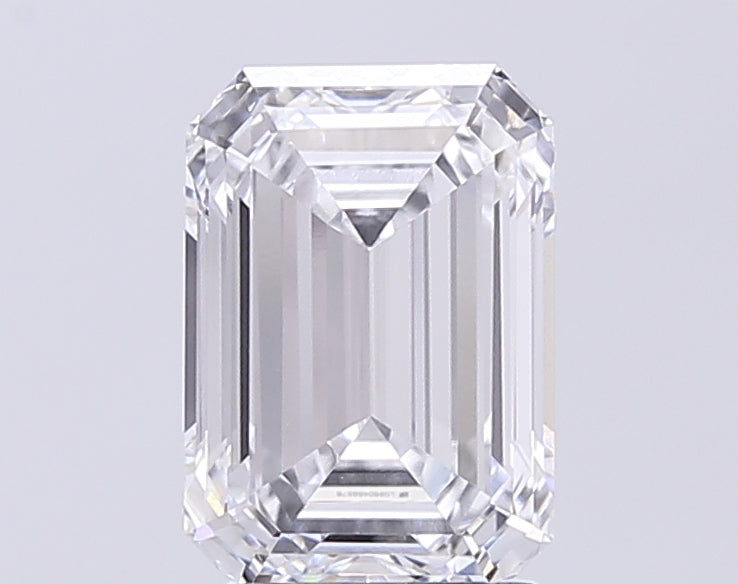 3.02 Carat Emerald Lab Diamond with  Cut Diamond in 14KT  view 1
