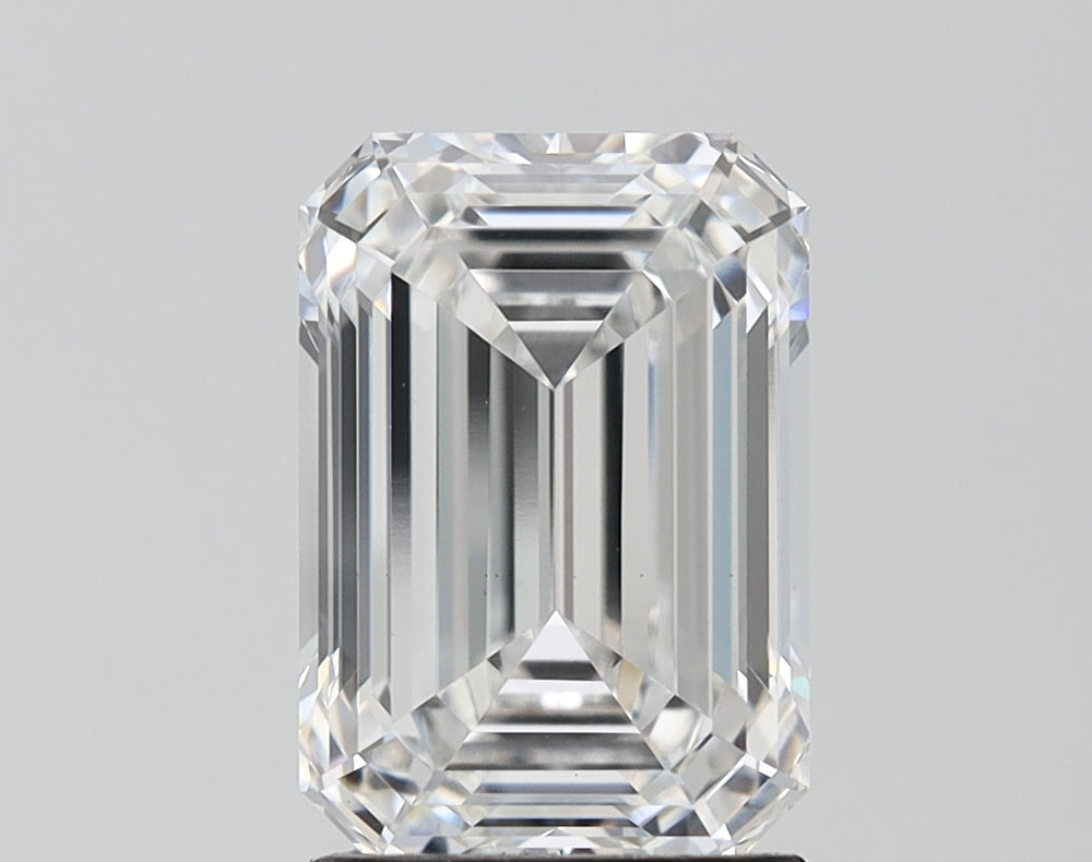 3.06 Carat Emerald Lab Diamond with  Cut Diamond in 14KT  view 1
