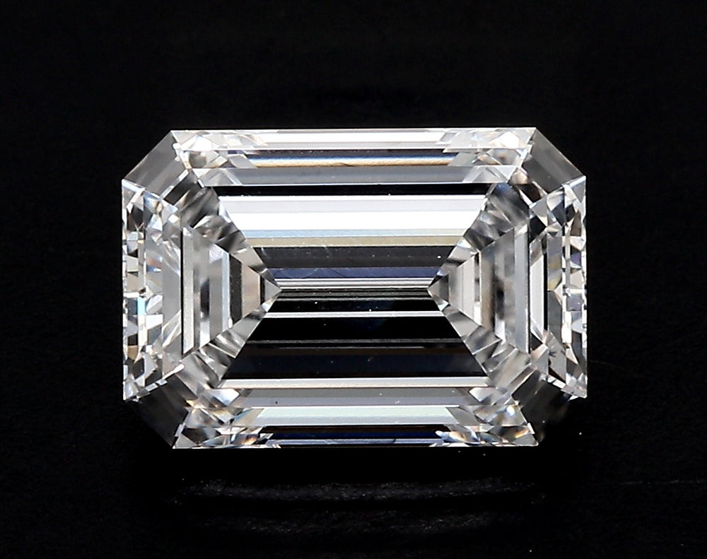3.01 Carat Emerald Lab Diamond with  Cut Diamond in 14KT  view 1
