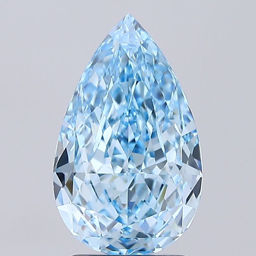 2.77 Carat Pear Lab Diamond with  Cut Diamond in 14KT  view 1
