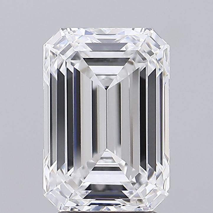 3.93 Carat Emerald Lab Diamond with  Cut Diamond in 14KT  view 1
