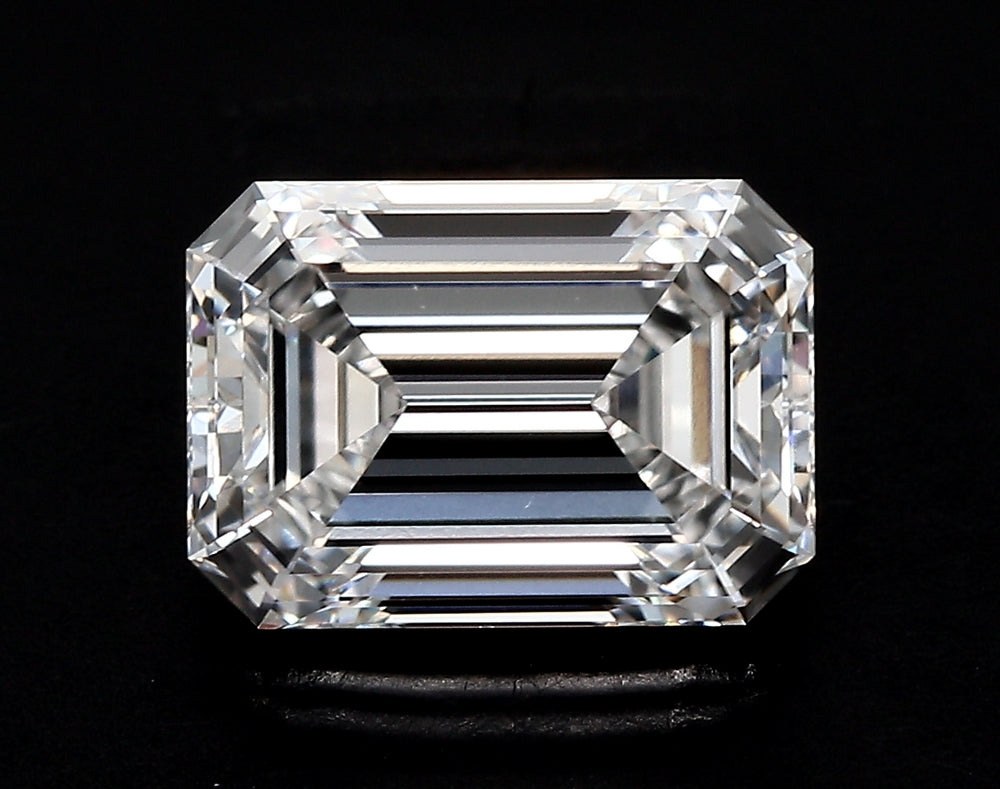 3.04 Carat Emerald Lab Diamond with  Cut Diamond in 14KT  view 1
