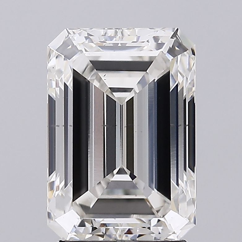 3.03 Carat Emerald Lab Diamond with  Cut Diamond in 14KT  view 1
