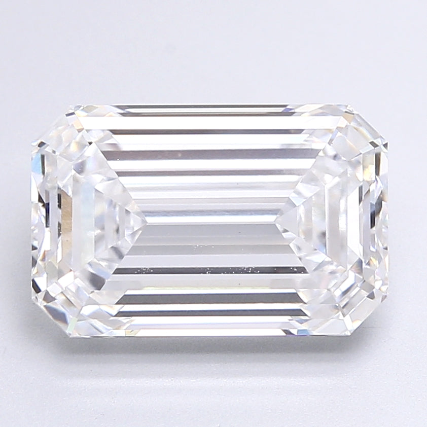 5.01 Carat Emerald Lab Diamond with  Cut Diamond in 14KT  view 1
