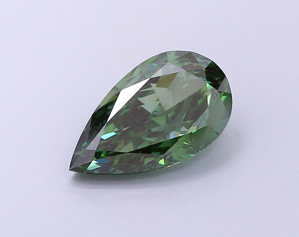 2.58 Carat Pear Lab Diamond with  Cut Diamond in 14KT  view 1
