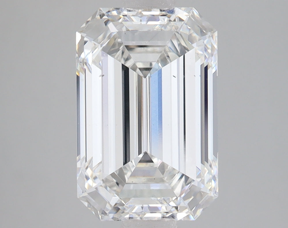 3.59 Carat Emerald Lab Diamond with  Cut Diamond in 14KT  view 1
