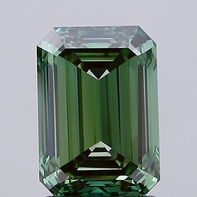 2.01 Carat Emerald Lab Diamond with  Cut Diamond in 14KT  view 1
