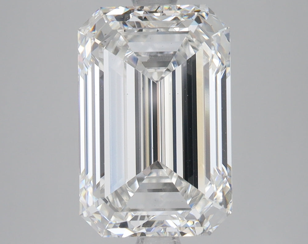 5.02 Carat Emerald Lab Diamond with  Cut Diamond in 14KT  view 1
