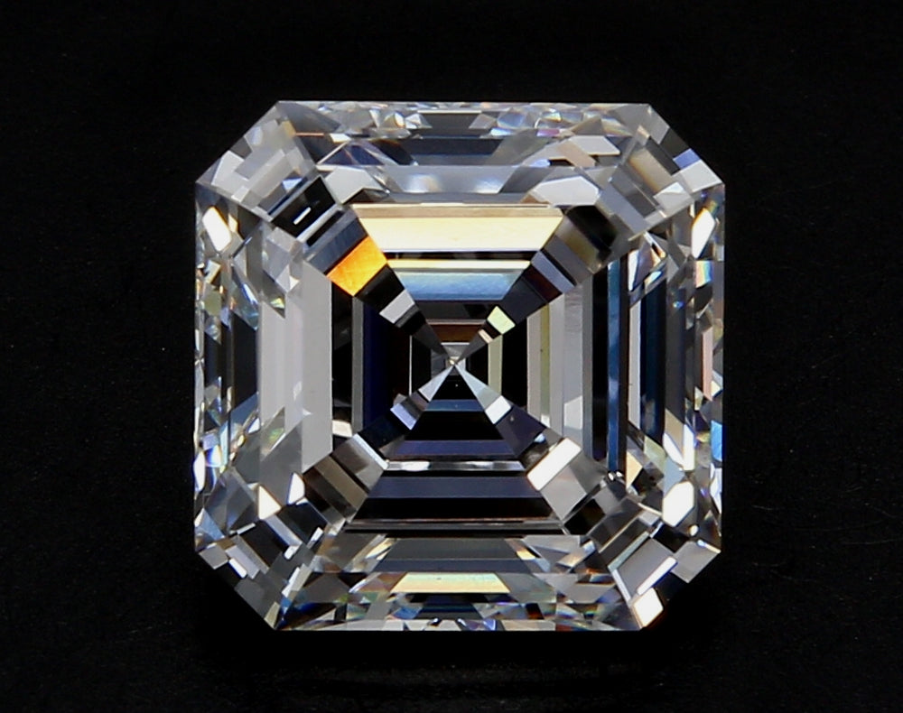 5.02 Carat Asscher Lab Diamond with  Cut Diamond in 14KT  view 1
