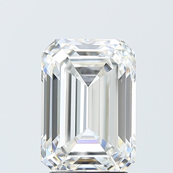 3.08 Carat Emerald Lab Diamond with  Cut Diamond in 14KT  view 1
