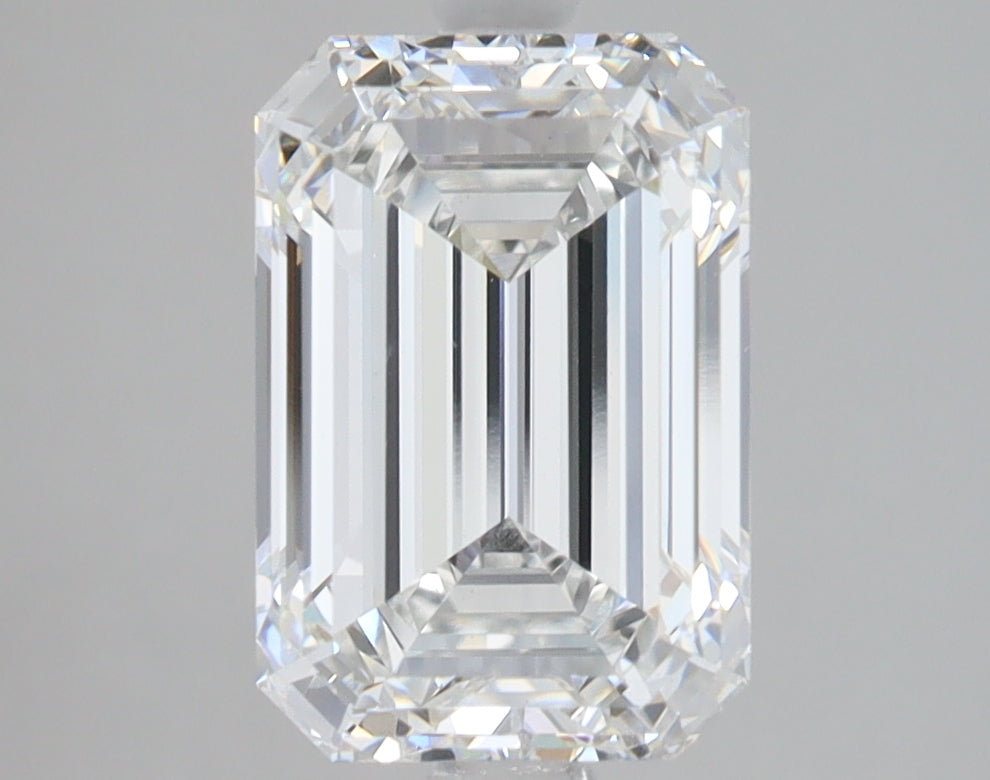 3.06 Carat Emerald Lab Diamond with  Cut Diamond in 14KT  view 1
