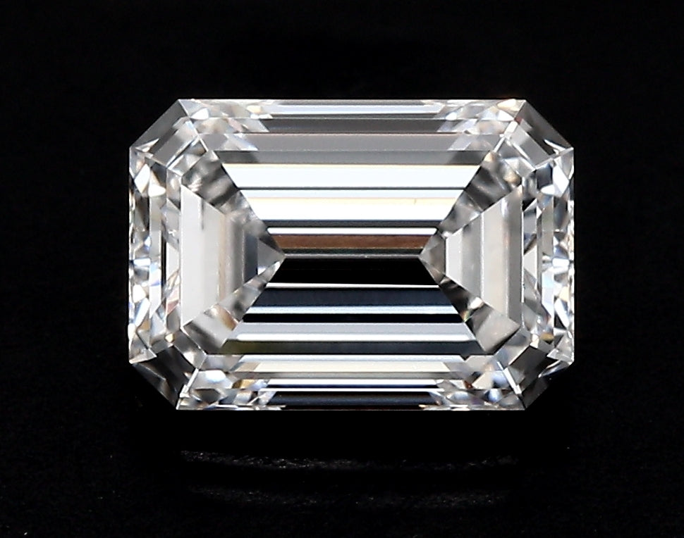 2.3 Carat Emerald Lab Diamond with  Cut Diamond in 14KT  view 1
