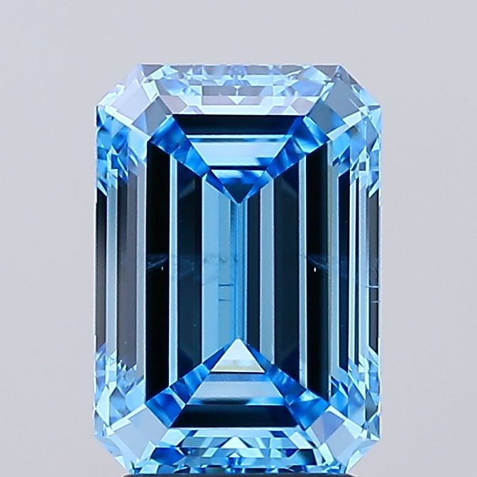 3.0 Carat Emerald Lab Diamond with  Cut Diamond in 14KT  view 1

