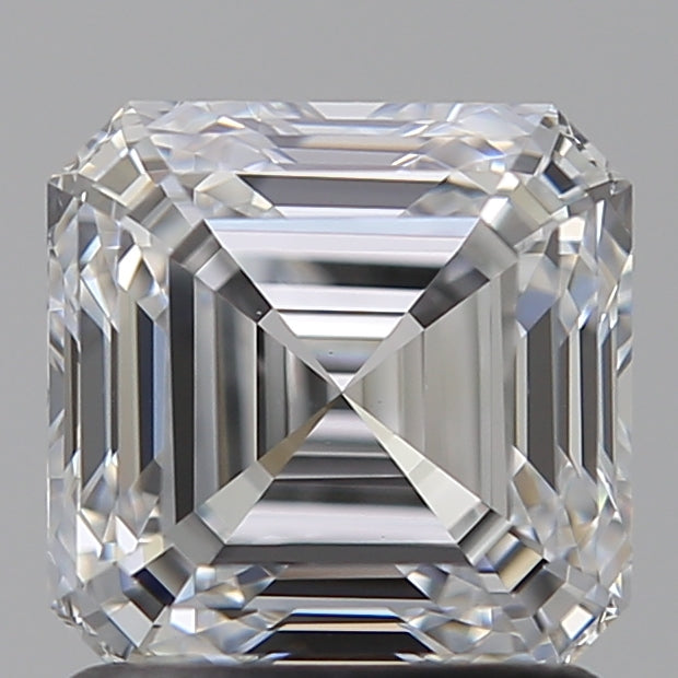 1.5 Carat Asscher Lab Diamond with  Cut Diamond in 14KT  view 1
