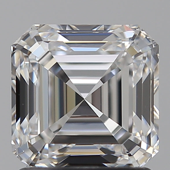 1.52 Carat Asscher Lab Diamond with  Cut Diamond in 14KT  view 1

