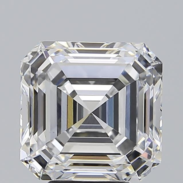 5.06 Carat Asscher Lab Diamond with  Cut Diamond in 14KT  view 1
