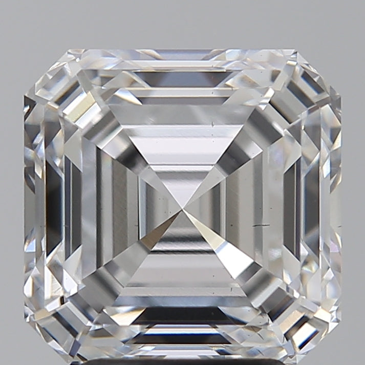 4.09 Carat Asscher Lab Diamond with  Cut Diamond in 14KT  view 1
