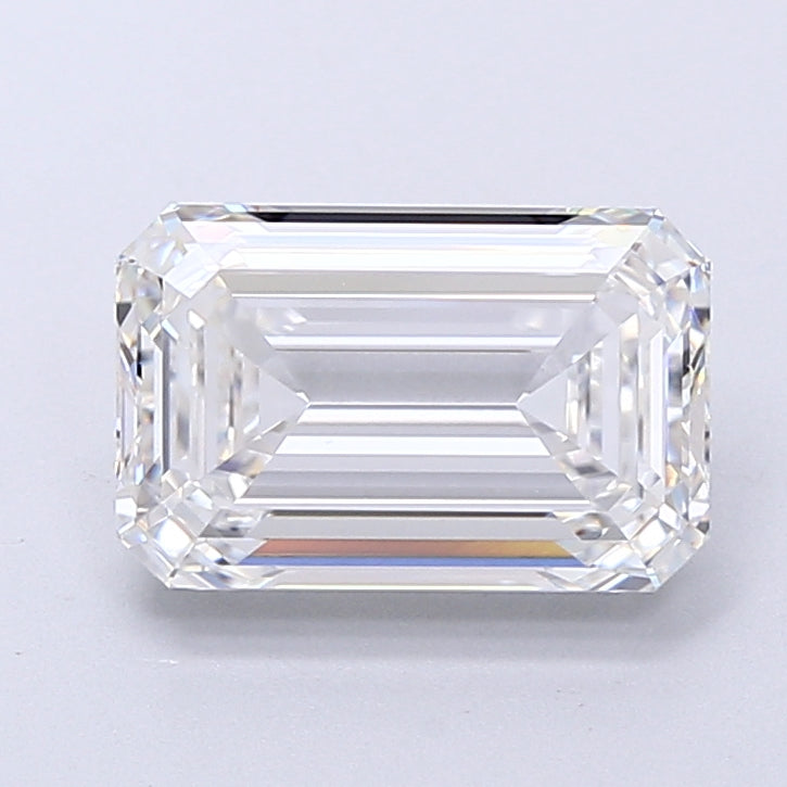 3.02 Carat Emerald Lab Diamond with  Cut Diamond in 14KT  view 1
