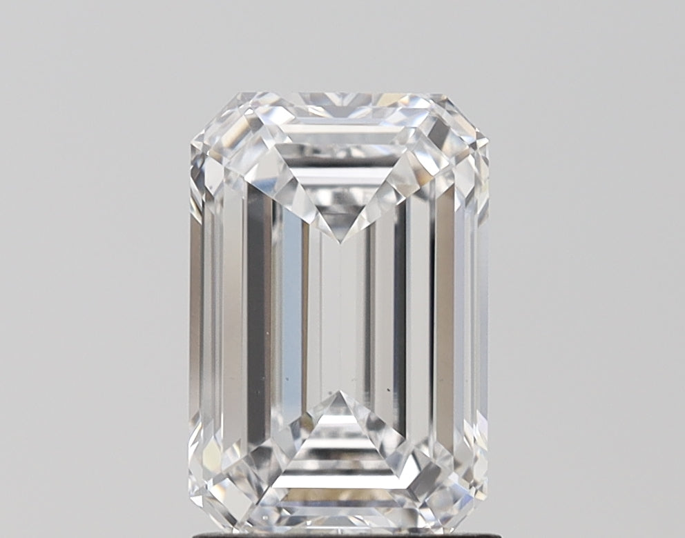 2.51 Carat Emerald Lab Diamond with  Cut Diamond in 14KT  view 1
