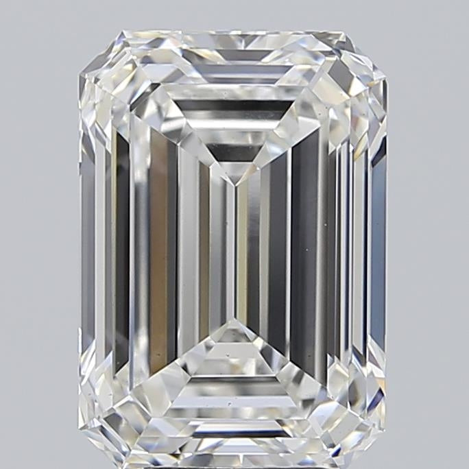 6.08 Carat Emerald Lab Diamond with  Cut Diamond in 14KT  view 1
