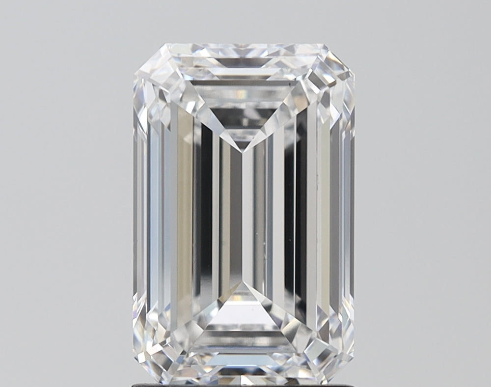 3.07 Carat Emerald Lab Diamond with  Cut Diamond in 14KT  view 1
