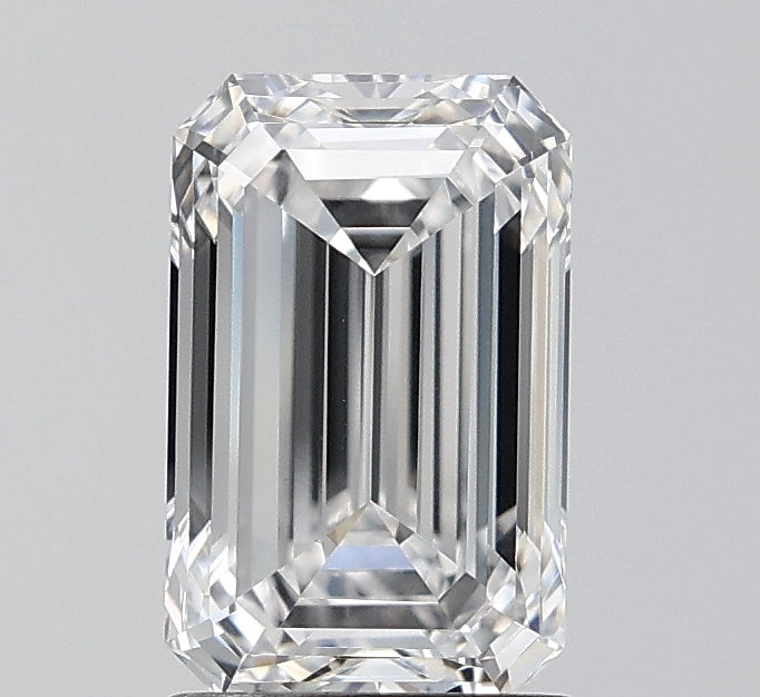2.01 Carat Emerald Lab Diamond with  Cut Diamond in 14KT  view 1
