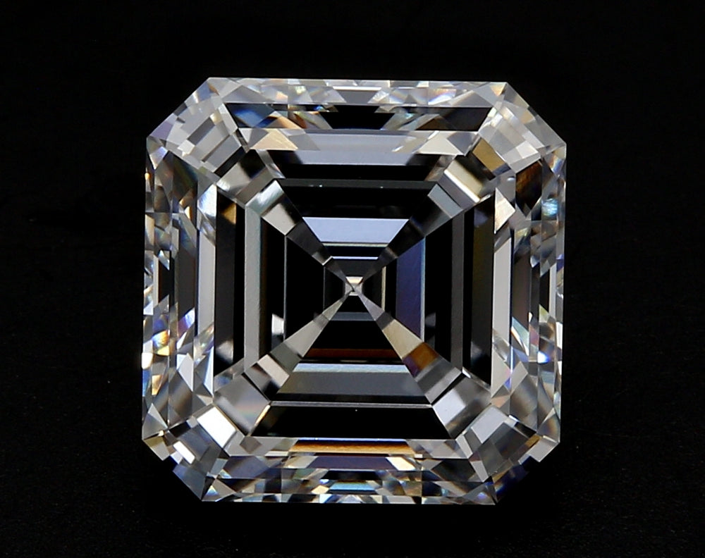 6.53 Carat Asscher Lab Diamond with  Cut Diamond in 14KT  view 1
