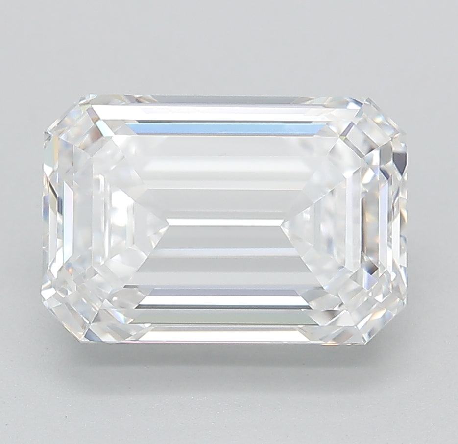 3.27 Carat Emerald Lab Diamond with  Cut Diamond in 14KT  view 1
