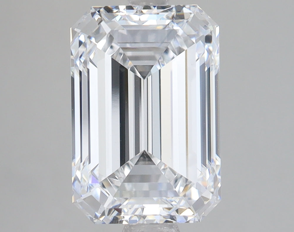 3.77 Carat Emerald Lab Diamond with  Cut Diamond in 14KT  view 1
