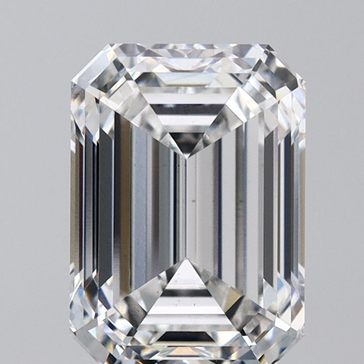3.04 Carat Emerald Lab Diamond with  Cut Diamond in 14KT  view 1
